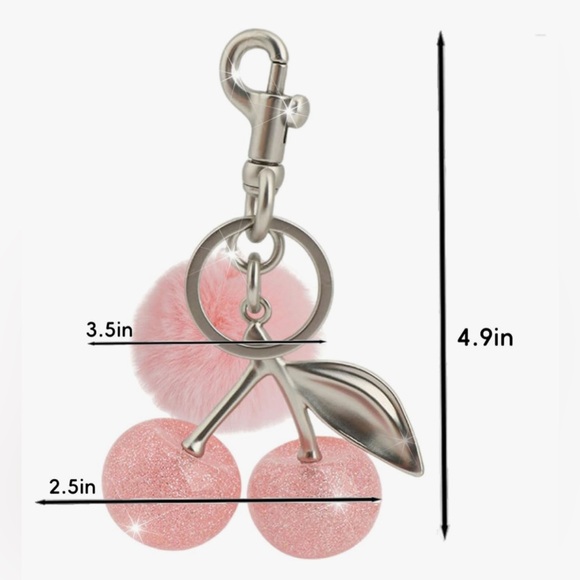 Cherry Charm Keychain - Pink - Picture 4 of 5